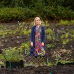 Artist Alexander Daisy Ginsberg at the Pollinator Pathmaker garden